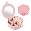 Round PU Leather & Plastic Jewelry Set Storage Box CON-TAC0014-06B-1