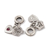 Rack Plating Alloy Crystal & Siam Rhinestone European Dangle Charms FIND-C055-20P-2