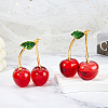 Cherry Handmade Lampwork Figurines Ornaments DJEW-WH0016-49-4