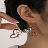 Heart with Butterfly Alloy Rhinestone Dangle Earrings FS-WGF592F-03-1