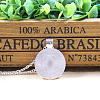 Yoga Theme Flat Round Glass Pendant Necklaces NJEW-N0051-050L-02-2