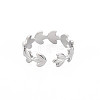 304 Stainless Steel Flower Open Cuff Ring for Women RJEW-S405-197P-2