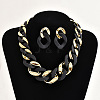 Alloy & CCB Plastic Curb Chain Necklace & Stud Dangle Earrings Sets FS-WG734CE-03-1