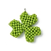 Glass Seed Beaded Clover Pendants PALLOY-MZ00530-1