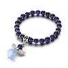 Trendy Synthetical Lapis Lazuli(Dyed) Beaded Acrylic Charm Bracelets BJEW-JB01792-03-1