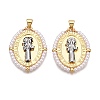 Brass with ABS Imitation Pearl Pendants KK-T070-16G-04-1