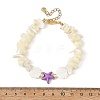 Ocean Dyed Synthetic Turquoise Starfish and Natural White Shell Chip Beaded Bracelets for Women BJEW-JB14282-5