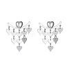 Brass Heart Tassel Stud Earrings WH-WG98E04-01-1