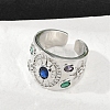 Brass Micro Pave Cubic Zirconia Adjustable Cuff Rings for Women RJEW-C129-10P-1