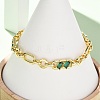 Ring & Paperclip Brass Micro Pave Cubic Zirconia Link Chain Bracelets for Women BJEW-D458-03G-05-5