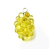 Grape Brass Acrylic Pendants OACR-R006-05G-05-1