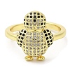 Penguin Cubic Zirconia Adjustable Rings RJEW-K247-01G-1