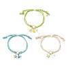 Starfish Brass Charm Bracelets BJEW-JB13886-2