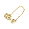 Brass Pave Clear Cubic Zirconia European Safety Chains with Charms KK-L236-16D-G-2