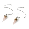 Resin Dowsing Pendulum Pendants with Natural & Synthetic Gemstone Chips inside and Iron Chain & Alloy Caps GG-CBAEAD2-01-2