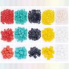  790Pcs 15 Style 2-Hole Opaque Glass Seed Beads. Rectangle SEED-NB0001-77-5