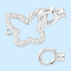 2Pcs 925 Sterling Silver Micro Pave Clear Cubic Zirconia Fold Over Clasps STER-BBC0008-47-7