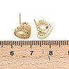 Brass Micro Pave Clear Cubic Zirconia Heart Stud Earrings EJEW-F400-28B-G-5