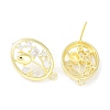 Brass Pave Clear Cubic Zirconia Stud Earring Findings LS-KK-F875-04G-1