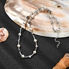 Alloy Star & Natural Pearl Beaded Necklace for Women NJEW-TA00130-3
