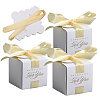 Wedding Paper Candy Gift Packaging Boxes with Polyester Ribbon CON-WH0105-08-1