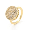 Flat Round Brass Micro Pave Clear Cubic Zirconia Finger Rings RJEW-G309-41G-1