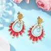 Handmade Glass Seed Beads Teardrop Stud Earrings EJEW-MZ00293-01-2