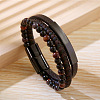 Leather Braided Cord Bracelet PW-WGF341D-04-1