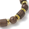 Natural Wenge Wood & Non-magnetic Synthetic Hematite Beads Stretch Bracelets for Women Men BJEW-JB13386-4
