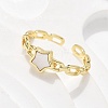 Brass Shell Cuff Rings for Women RJEW-C126-11G-3
