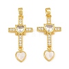Brass Micro Pave Clear Cubic Zirconia Pendants CU-CBAA571-14G-1