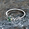 Oval & Leaf 925 Sterling Silver with Moss Agate Finger Rings FS-WGF1EFD-04-3