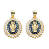 Brass Micro Pave Clear Cubic Zirconia Pendants KK-N227-95F-2