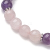 8mm Round Natural Rose Quartz & Amethyst Beaded Stretch Bracelets for Women Men BJEW-JB10533-01-4