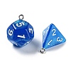 7Pcs 7 Styles Opaque Resin Polyhedral Dice Pendants Set RESI-A029-01J-2