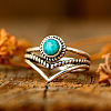 Alloy and Synthetic Turquoise Finger Rings FS-WG19095-02-2