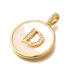 Rack Plating Brass Micro Pave Clear Cubic Zirconia Pendants with Shell KK-M309-42G-D-3