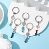 Natural Red Jasper Red Aventurine Citrine Green Aventurine Lapis Lazuli Amethyst & Synthetic Turquoise Keychain with Alloy Finding and 304 Stainless Steel Split Key Ring KEYC-JKC00957-2