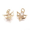 Brass Micro Pave Cubic Zirconia Charms KK-K238-09G-2