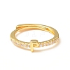 Clear Cubic Zirconia Initial Letter Adjustable Ring RJEW-C052-01G-P-2