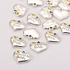 Wedding Theme Antique Silver Tone Tibetan Style Alloy Heart with Mother of the Bride Rhinestone Charms X-TIBEP-N005-18E-2