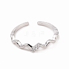 Clear Cubic Zirconia Wave Open Cuff Ring RJEW-B028-17P-2