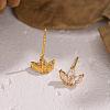 304 Stainless Steel Flower Stud Earrings WA7046-3