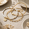 3Pcs Glass Beaded & Brass Charm Stackable Bracelet Sets NI4761-3