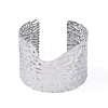 Non-Tarnish 304 Stainless Steel Textured Wide Open Cuff Bangles for Women BJEW-S155-05P-2