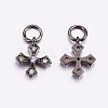 Brass Micro Pave Cubic Zirconia Tiny Cross Charms ZIRC-G128-04B-2