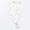 3Pcs Geometric Twisted Oval Stainless Steel White Enamel Pendant Necklaces for Women LV4552-3