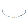 Summer Beach Dyed Natural Fire Crackle Agate Round Beaded Necklaces NJEW-JN05262-02-3