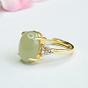 Oval Natural Hetian Jade Finger Rings FS-WGA2F2C-01-2