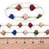 Handmade Brass & Glass Beaded Link Chains CHC-Q021-01G-3